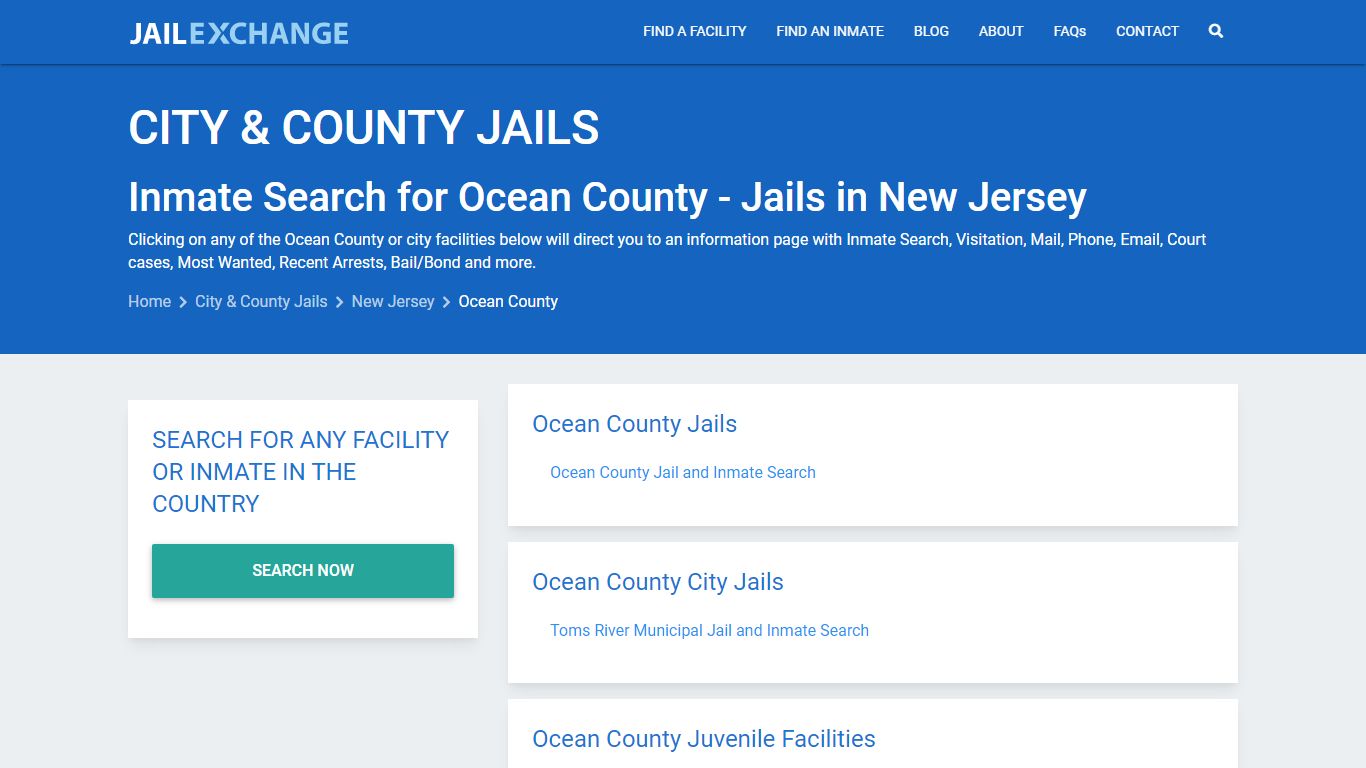 Inmate Search for Ocean County | Jails in New Jersey - Jail Exchange